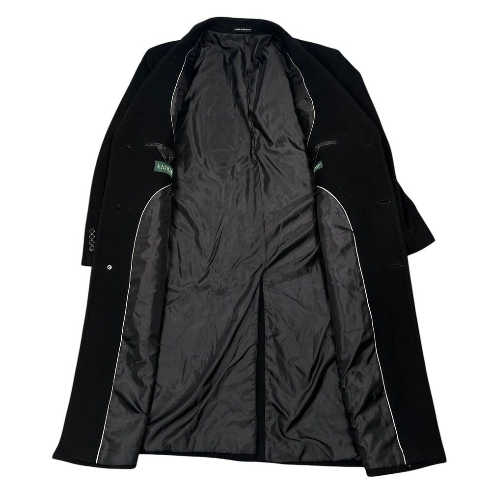 Lauren Ralph Lauren Overcoat Men 44 (50R) Short Black Cashmere Blend Long Coat - Picture 3 of 5